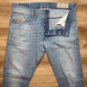 Diesel Jeans Men 31x30 Blue Tepphar Slim Carrot Stretch Denim Distressed R2H48